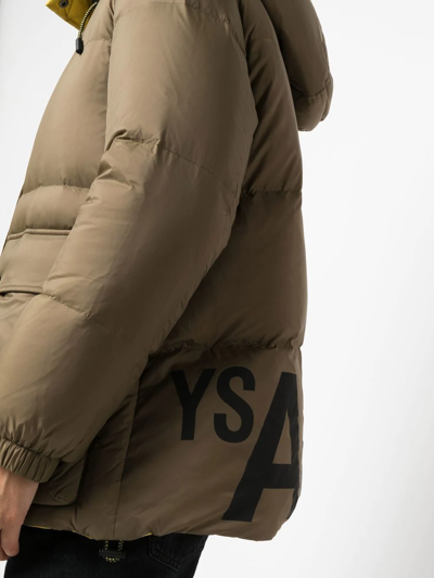 Shop Yves Salomon Two-tone Reversible Down Jacket In Green