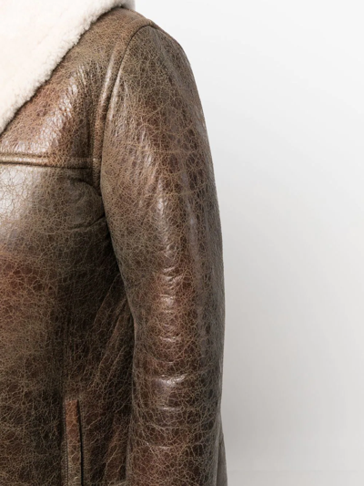 Yves Salomon Meteo Single-breasted Shearling Coat In Braun
