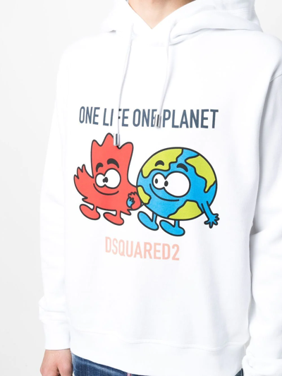 Dsquared2 Graphic-print Drawstring Hoodie In White