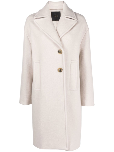 Shop Pinko Notched Lapels Single-breasted Coat In Weiss