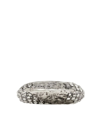 Shop Saint Laurent Bumpy Rhinestone Ring In Silber