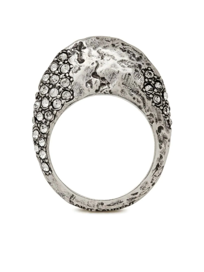 Shop Saint Laurent Bumpy Rhinestone Ring In Silber