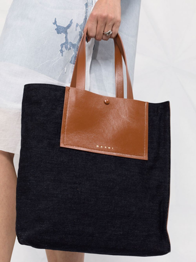 Marni Museo Pocket-detail Shoulder Bag In Blue