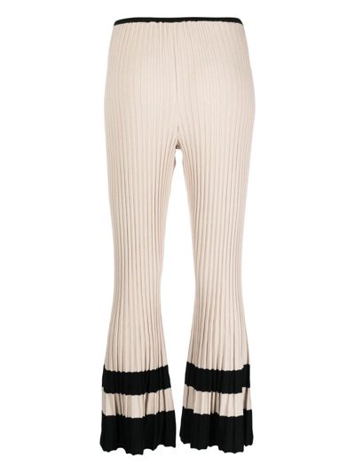 Shop By Malene Birger Ribbed-knit Trousers In Neutrals