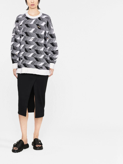 Missoni Vintage Jacquard Oversized Wool Sweater In Weiss