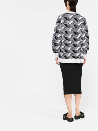 Missoni Vintage Jacquard Oversized Wool Sweater In Weiss