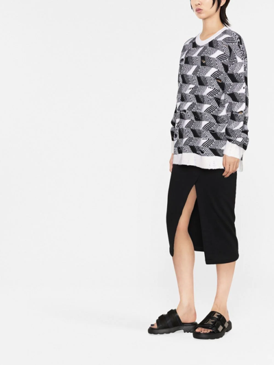 Missoni Vintage Jacquard Oversized Wool Sweater In Weiss
