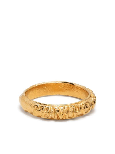 Shop Alighieri Tempo Hammered-effect Band Ring In Gold
