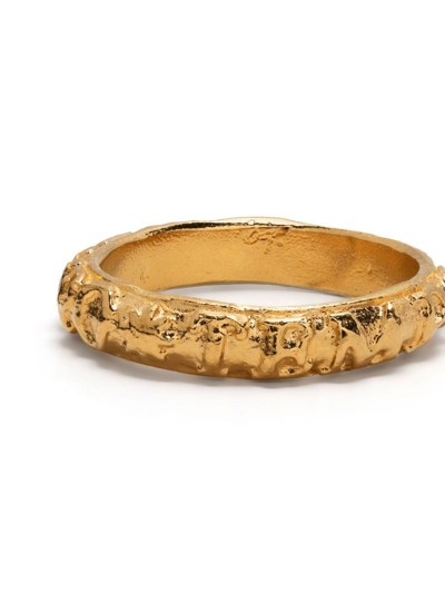 Shop Alighieri Tempo Hammered-effect Band Ring In Gold