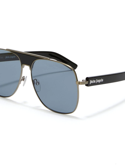 Shop Palm Angels Bay Pilot-frame Sunglasses In Blue