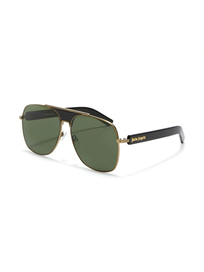 Palm Angels Men's Bay Double-bridge Oversized Pilot Sunglasses In Green
