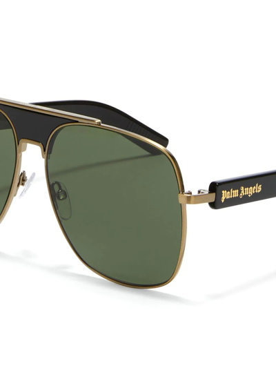 Palm Angels Men's Bay Double-bridge Oversized Pilot Sunglasses In Green