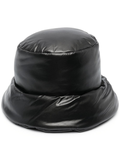 Shop Versace Logo-patch Padded Bucket Hat In Schwarz