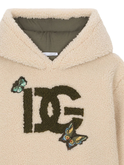 Shop Dolce & Gabbana Butterfly Logo-patch Hoodie In Neutrals