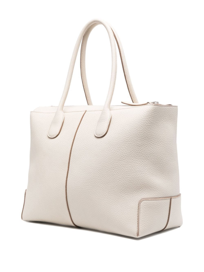 Shop Tod's Zipped Shopper Tote In White