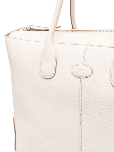 Tod's Zipped Shopper Tote In White