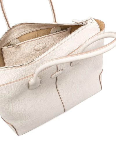 Tod's Zipped Shopper Tote In White