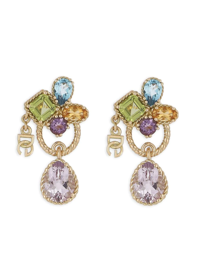Shop Dolce & Gabbana 18kt Yellow Gold Gemstone Drop Earrings