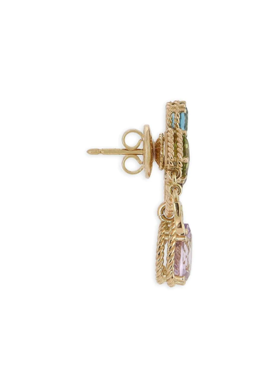 Dolce & Gabbana 18kt Yellow Gold Pierced Earrings Withmulticolors Gemstones In Gold