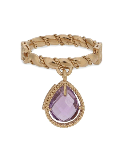 Shop Dolce & Gabbana 18kt Yellow Gold Amethyst Drop-design Ring