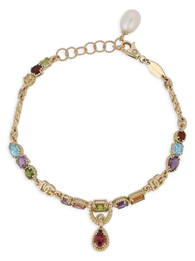 Shop Dolce & Gabbana 18kt Yellow Gold Gemstone Drop-design Bracelet