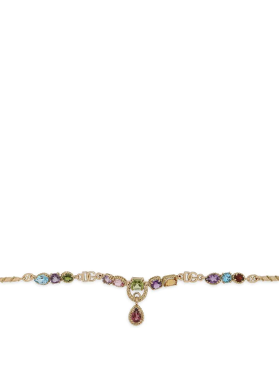 Dolce & Gabbana 18kt Yellow Gold Bracelet With Mutlicolored Fine Gemstones In Gold