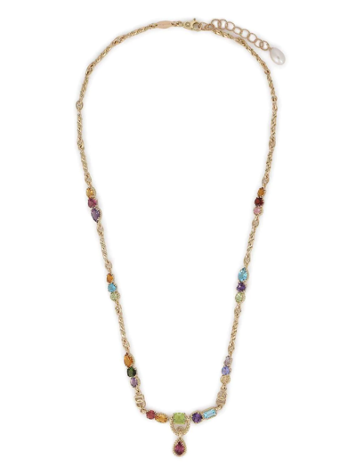 Dolce & Gabbana 18kt Yellow Gold Necklace With Multicolored Fine Gemstones In Gold