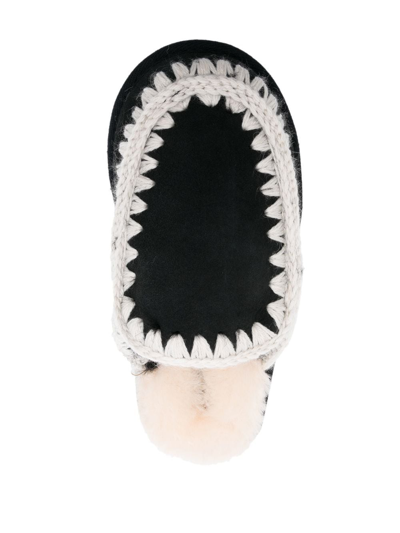 Mou Eskimo Stitching Slipper-mule In Black Suede In Schwarz