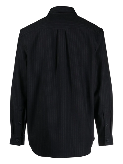 Shop Closed Pinstripe Long-sleeved Shirt In Blue