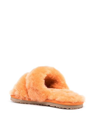 Shop Mou Open-toe Shearling Slides In Orange