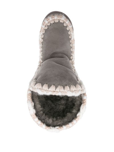 Mou Constrast-stitching Moccasin Boots In Grau