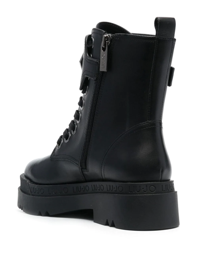 Liu •jo Love 15 Buckle Strap Boots In Black