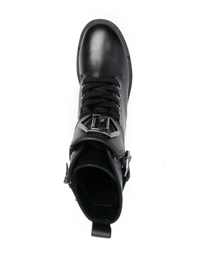 Liu •jo Love 15 Buckle Strap Boots In Black