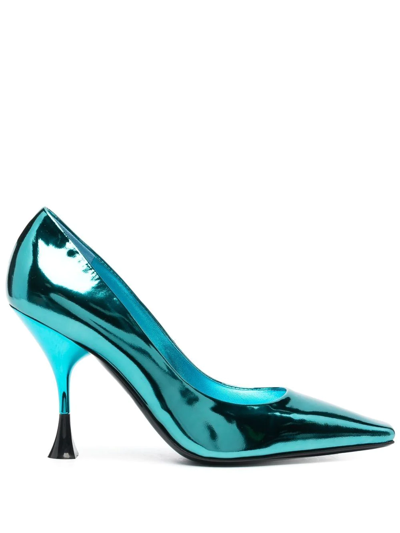 Shop 3juin Metallic Leather Pumps In Blau