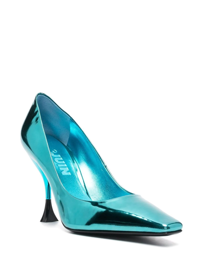 Shop 3juin Metallic Leather Pumps In Blau