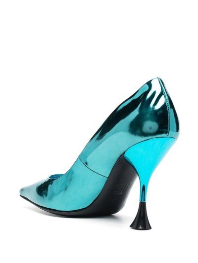 Shop 3juin Metallic Leather Pumps In Blau