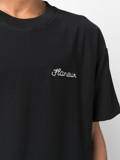 Shop Flaneur Homme Embroidered Logo T-shirt In Schwarz