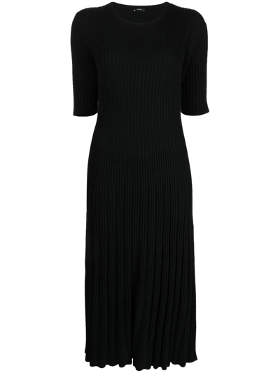 Shop Joseph Ribbed-knit Merino Wool Dress In Black