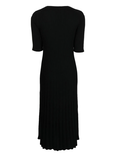 Shop Joseph Ribbed-knit Merino Wool Dress In Black