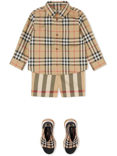 Shop Burberry Vintage Check Long-sleeve Shirt In Nude