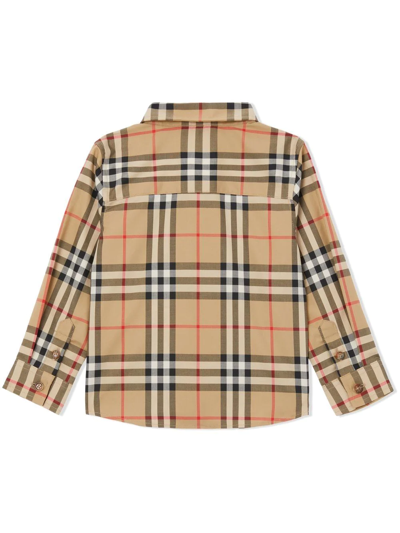 Shop Burberry Vintage Check Long-sleeve Shirt In Nude