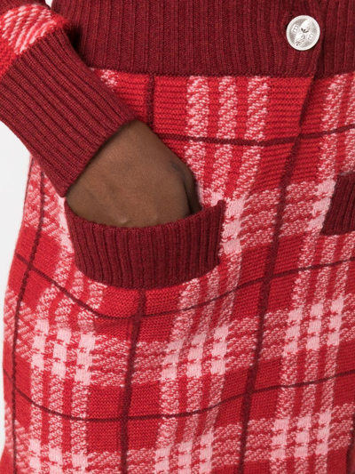 Shop Barrie Knitted Check-print Miniskirt In Red