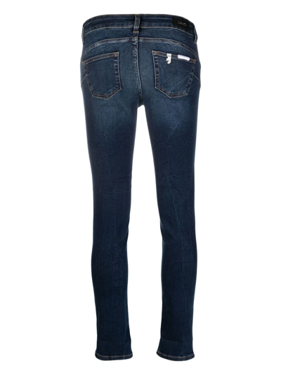 Shop Liu •jo Cropped Skinny-cut Jeans In Blau