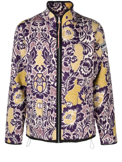 Aries Fleur Floral-pattern Relaxed-fit Woven-knit Jacket In Multi