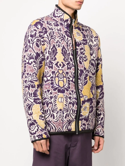 Shop Aries Floral-print Fleece Sweater In Violett