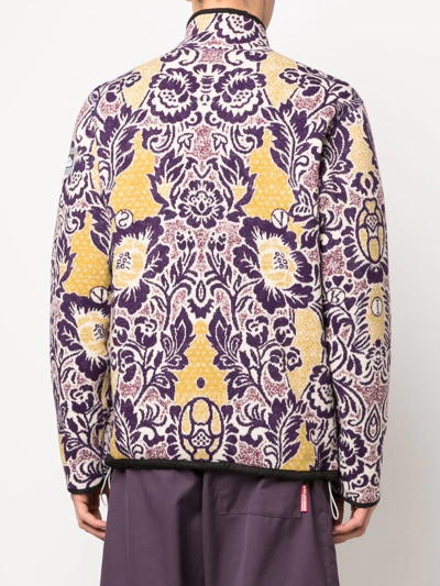 Shop Aries Floral-print Fleece Sweater In Violett