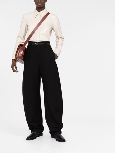 Shop Lemaire High-waist Wide-leg Trousers In Schwarz