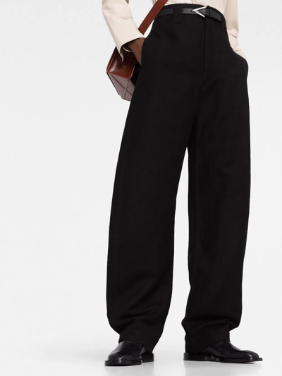 Shop Lemaire High-waist Wide-leg Trousers In Schwarz