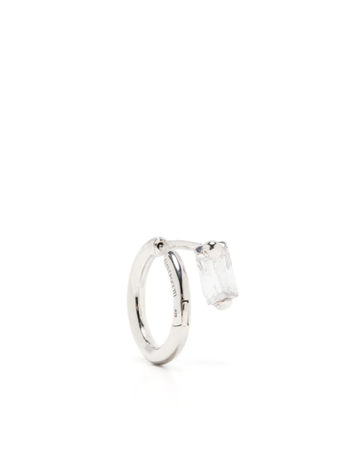 Shop Alan Crocetti Clear Hybrid Hoop Earring In Silber