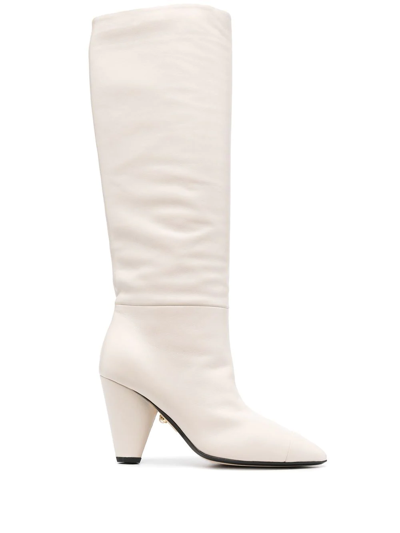 Shop Alevì Pointed-toe Knee-length Boots In Neutrals